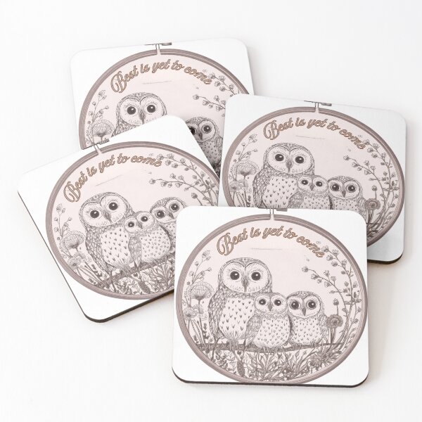 Item preview, Nordic Folk Art Owl family with Floral Pattern designed and sold by Happy4uuuu.