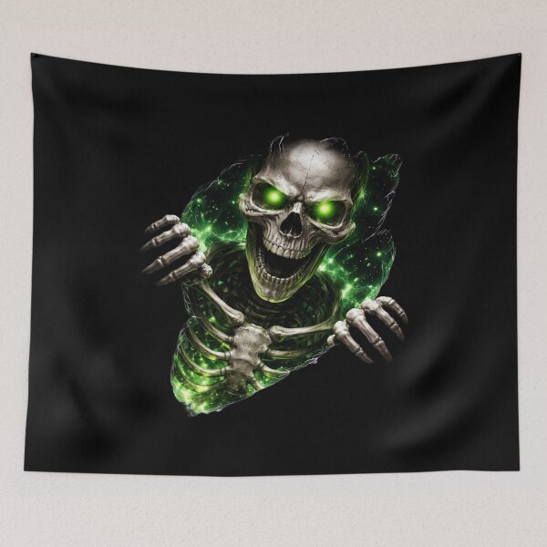 Item preview, Green Glow Skeleton - Dark Fantasy Ripped Metal Aesthetic Art designed and sold by Tw1nsAIArt.