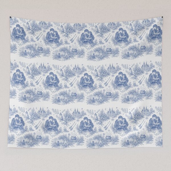 Item preview, Wizard Couple Toile de Jouy style — Blue Magical Academy designed and sold by Love&Geek.