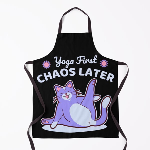 Item preview, Yoga First Chaos Later - Funny Purple Cat Stretching Design designed and sold by MOFAPPAREL.