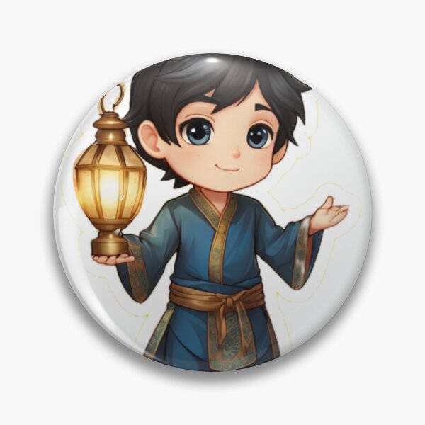Artikelvorschau, Niedlicher Chibi-Junge mit goldener Ramadan-Laterne (Aufkleber) entworfen und verkauft von Sidra digital art 8277237.