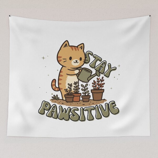 Item preview, Stay Pawsitive Plant Cat – Cute Positive Kitten  designed and sold by Region.