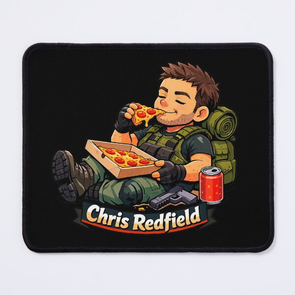 Item preview, Chris Redfield enjoying pizza designed and sold by Imprearte.