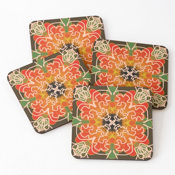 Item preview, Chrysanthemum Yellow Orange Green Abstract Mandala designed and sold by PonyShow-Studio.