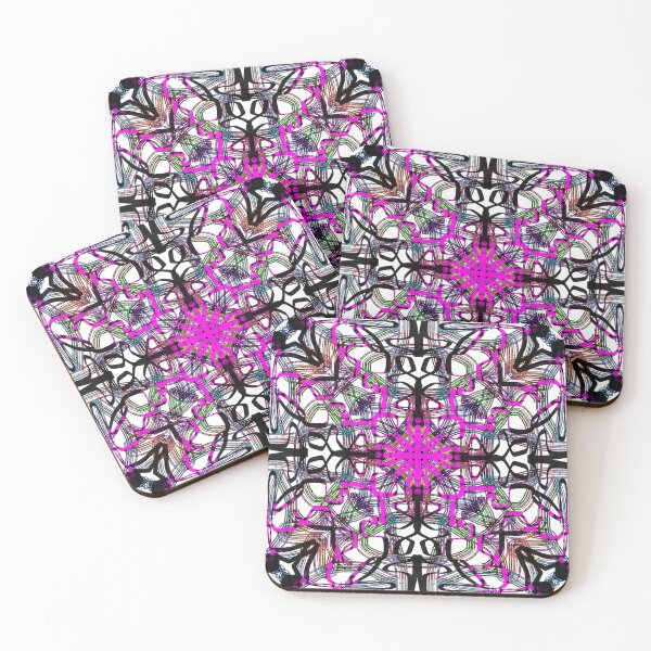 Item preview, Neon Pink Black Rainbow Nightclub Abstract Mandala designed and sold by PonyShow-Studio.
