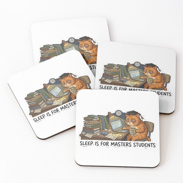 Item preview, "Sleep Is For Masters Students" Exhausted PhD Cat Sticker designed and sold by AuroraPixelDa.
