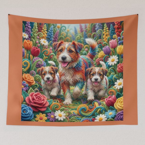 Item preview, Yarn Jack Russell Terriers In Yarn Flower Garden II designed and sold by Tridentulus.
