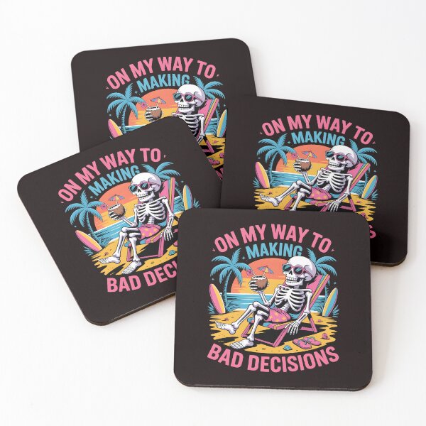 Item preview, On My Way To Making Bad Decisions – Tropical Skeleton Summer Drinking Humor designed and sold by Redgiant87x.