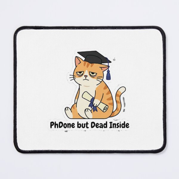Item preview, PhDone but Dead Inside Funny Graduation Cat Sticker - Dark Academic Humor designed and sold by AuroraPixelDa.