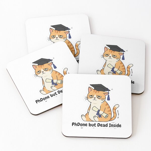 Item preview, PhDone but Dead Inside Funny Graduation Cat Sticker - Dark Academic Humor designed and sold by AuroraPixelDa.