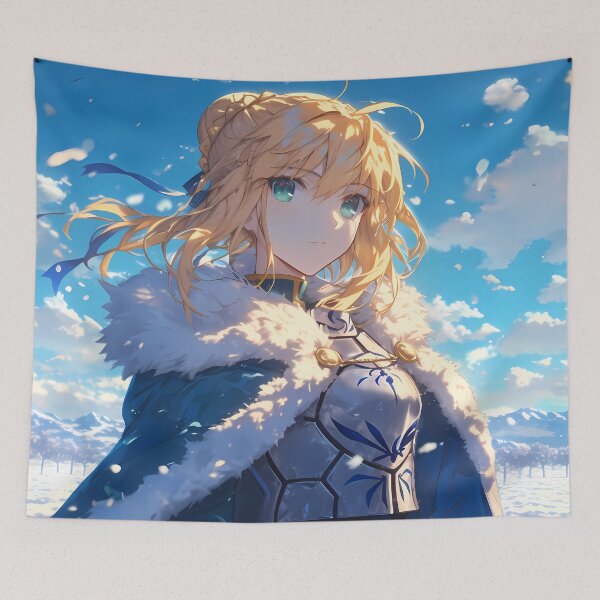 Item preview, Caster Artoria Saber Fate Grand Order Winter Snow Cloak Heroic Anime Girl designed and sold by mildaclairmo.