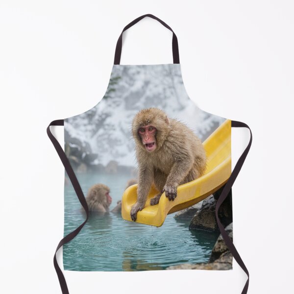 Item preview, Macaque Plays on a Slide in Onsen designed and sold by Tridentulus.