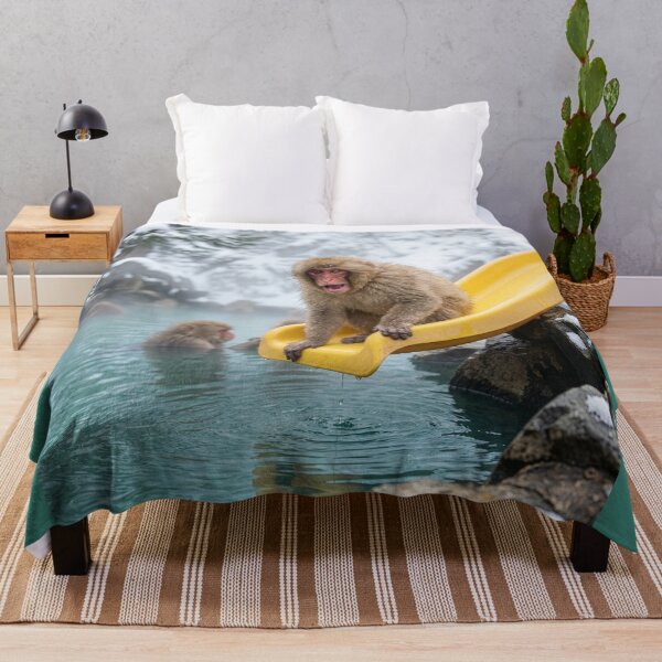 Item preview, Macaque Plays on a Slide in Onsen designed and sold by Tridentulus.