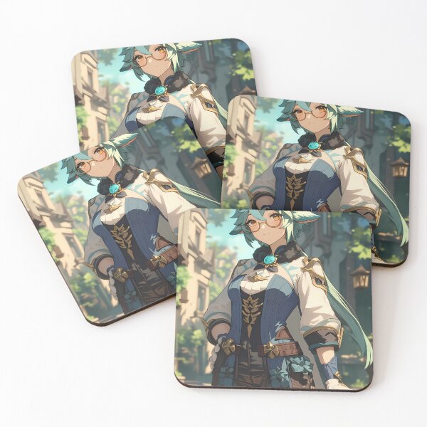 Item preview, Sucrose Genshin Impact Green Hair Glasses Cozy City Scene designed and sold by mildaclairmo.