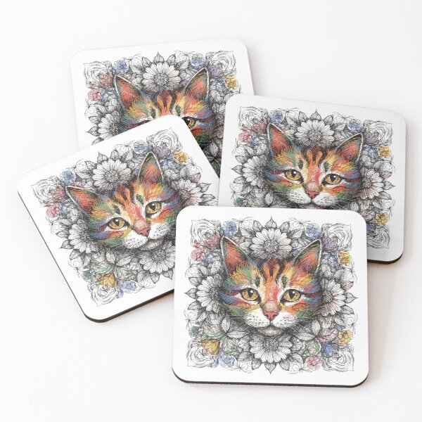 Item preview, Boho Mandala Cat Illustration | Floral Tribal Cat Art | Vintage Ethnic Animal Design designed and sold by Anime9122.