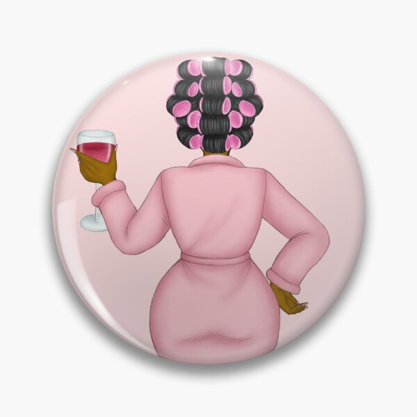 Item preview, Black Woman In Spa Robe And Hair Curlers Wine Time Illustration Art designed and sold by Deanna McRae.