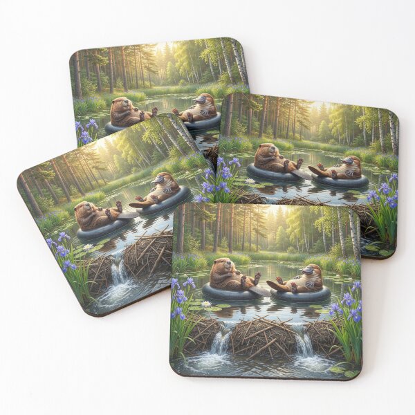 Item preview, Happy Platypus and Beaver Float in Pond  designed and sold by Tridentulus.