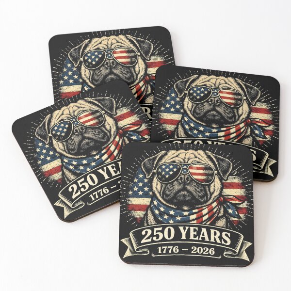 Item preview, Patriotic Pug 250 Years USA American Flag Sunglasses Dog 1776–2026 Vintage Design designed and sold by will freed18.