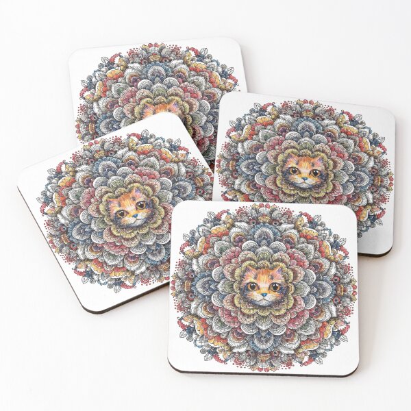 Item preview, Boho Mandala Cat Illustration | Floral Tribal Cat Art | Vintage Ethnic Animal Design designed and sold by Anime9122.