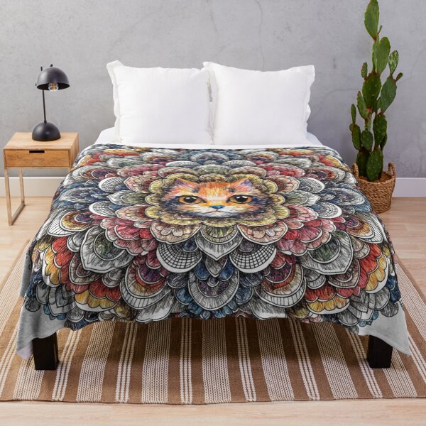 Item preview, Boho Mandala Cat Illustration | Floral Tribal Cat Art | Vintage Ethnic Animal Design designed and sold by Anime9122.
