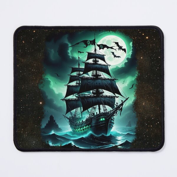 Item preview, Haunted Pirate Ship • Ghost Vessel in the Emerald Mist designed and sold by MysticOzzy.