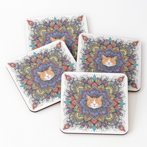 Item preview, Boho Mandala Cat Illustration | Floral Tribal Cat Art | Vintage Ethnic Animal Design designed and sold by Anime9122.