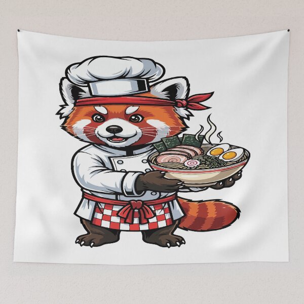 Item preview, red panda eating ramen designed and sold by Uglyandcute.
