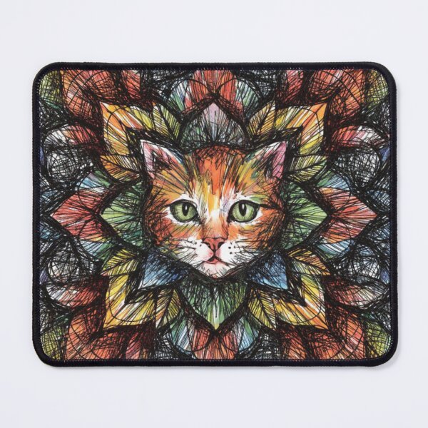 Item preview, Boho Mandala Cat Illustration | Floral Tribal Cat Art | Vintage Ethnic Animal Design designed and sold by Anime9122.