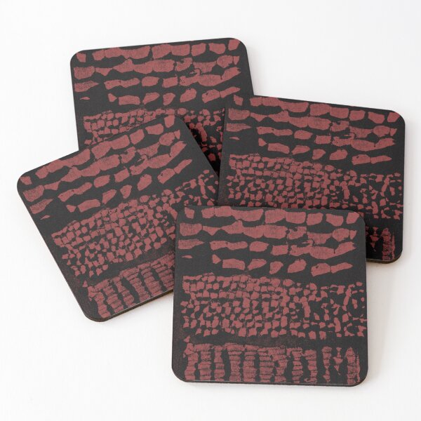 Item preview, Three Grains Textured Monoprint - Coal + Ruby designed and sold by Irene Estelle.