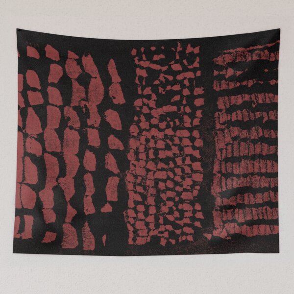 Item preview, Three Grains Textured Monoprint - Coal + Ruby designed and sold by Irene Estelle.