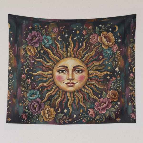 Item preview, Lámina decorativa de pared con diseño floral, luna y estrellas de inspiración mística vintage, estilo bohemio oscuro y celestial. designed and sold by SezzyDesigns.