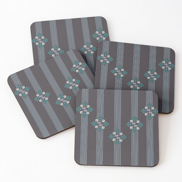 Item preview, Maryland Shore Vertical Stripes Horseshoe Crabs & Life Preservers Turquoise on Brown designed and sold by Digitalmyth's Designs.
