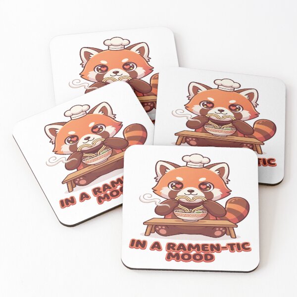 Item preview, red panda eating ramen In a Ramen-tic Mood designed and sold by Uglyandcute.
