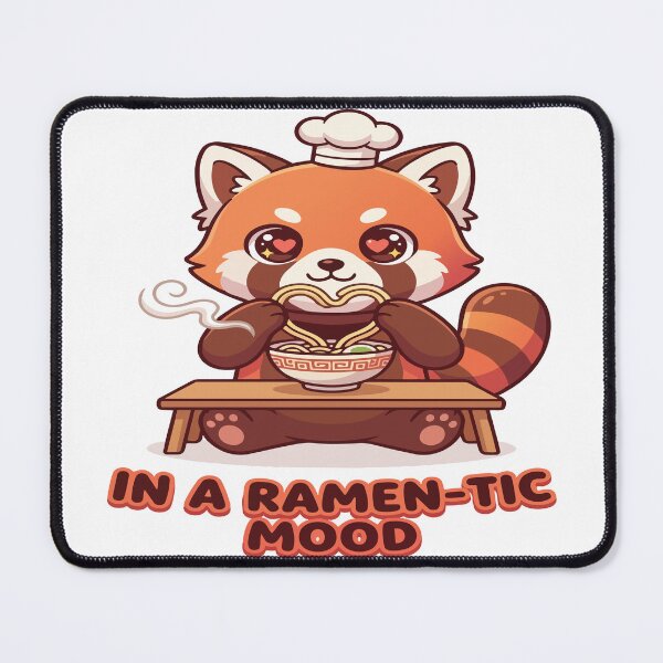 Item preview, red panda eating ramen In a Ramen-tic Mood designed and sold by Uglyandcute.