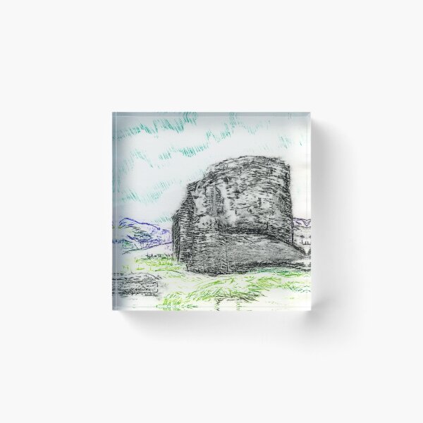 Item preview, Dry Point Print of Castell Dolbadarn Castle, Llanberis, North Wales in Woodies Colour Pencils designed and sold by LymphomaLass.