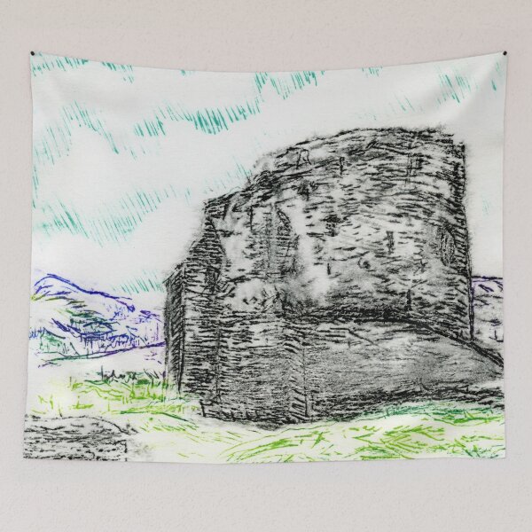 Item preview, Dry Point Print of Castell Dolbadarn Castle, Llanberis, North Wales in Woodies Colour Pencils designed and sold by LymphomaLass.