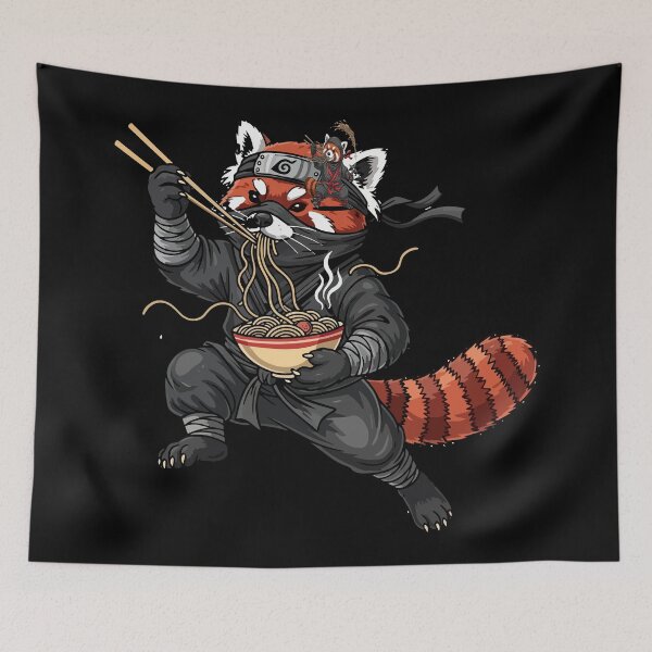 Item preview, red panda eating ramen In a Ramen-tic Mood designed and sold by Uglyandcute.