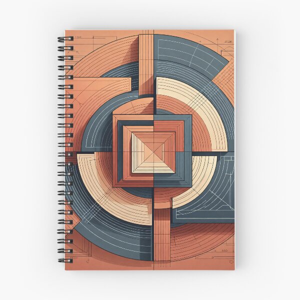 Item preview, 3D Circular Architectural Abstract - Terracotta and Navy Blueprint Art designed and sold by A1DesignMinimal.