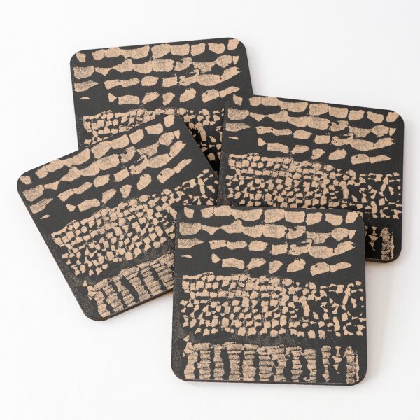 Item preview, Three Grains Textured Monoprint - Coal + Melon designed and sold by Irene Estelle.