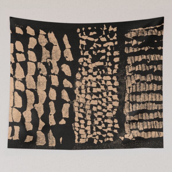 Item preview, Three Grains Textured Monoprint - Coal + Melon designed and sold by Irene Estelle.