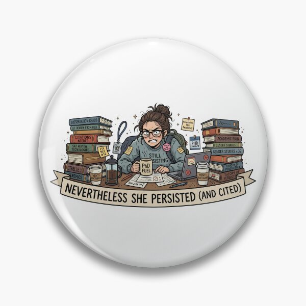 Item preview, Funny "Nevertheless She Persisted (And Cited)" Feminist PhD Student Sticker designed and sold by AuroraPixelDa.