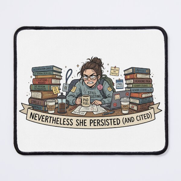 Item preview, Funny "Nevertheless She Persisted (And Cited)" Feminist PhD Student Sticker designed and sold by AuroraPixelDa.