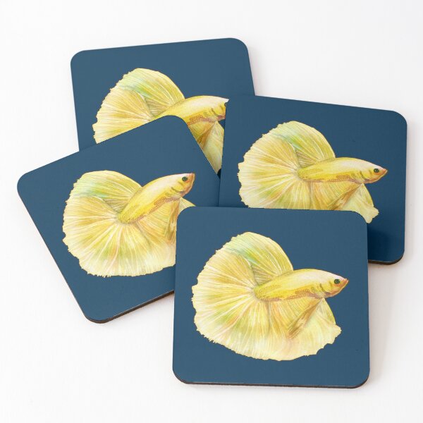 Item preview, Golden Halfmoon Betta Splendens – Watercolor Illustration designed and sold by Alkaravan Creators.