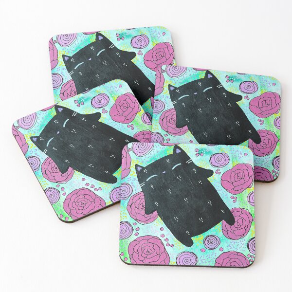 Item preview, Sleeping in the Roses - Black Cat Mixed Media - Day 58 of 365  designed and sold by BeeandKiwi.