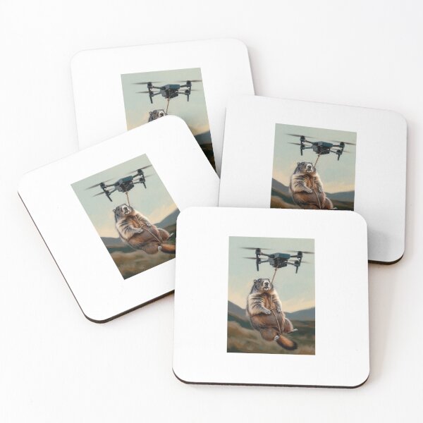 Item preview, Marmot Delivery — Drone Kidnap Funny Wildlife Surreal Art designed and sold by AnotherMarmot.