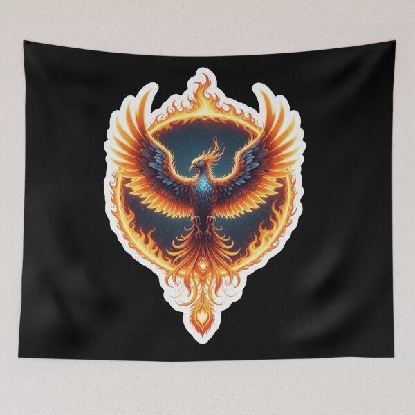 Item preview, Phoenix Rising in Flame Ring – Mythical Fire Bird Sticker designed and sold by Mojbin.