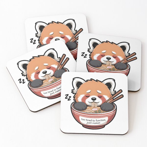 Aperçu de l'œuvre Panda roux mangeant des ramen Trop fatigué pour fonctionner, juste des ramen créée et vendue par Uglyandcute.