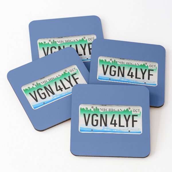 Item preview, Vegan For Life Michigan License Plate designed and sold by coodoosandco.