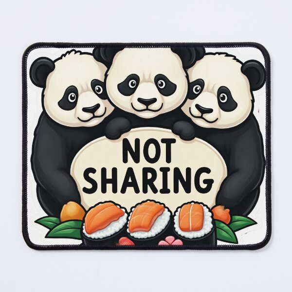 Item preview, Three Pandas Sushi Club Sticker - Not Sharing My Food designed and sold by The Grumpy Pet Club.