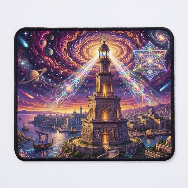 Item preview, Lighthouse of Alexandria - Cosmic Fantasy Art designed and sold by Lucid Dream Pixel.